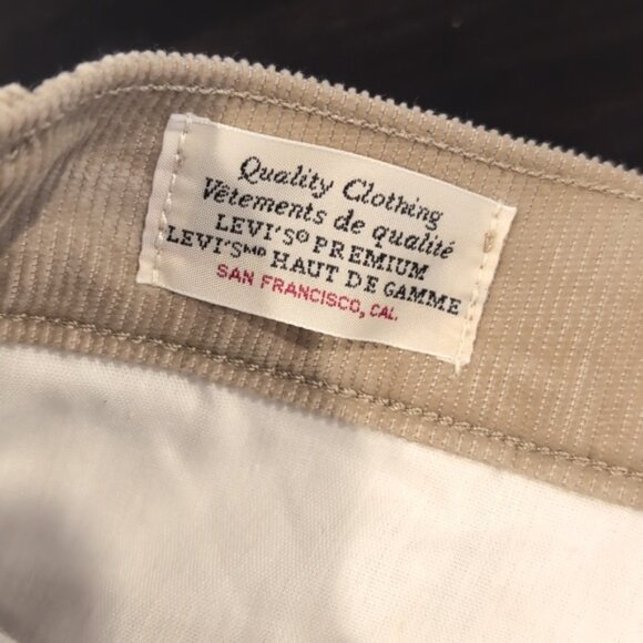 Levis Premium Wide Leg Pleated Crop Corduroy Pants Khaki High Waist Size 25 - Picture 11 of 13